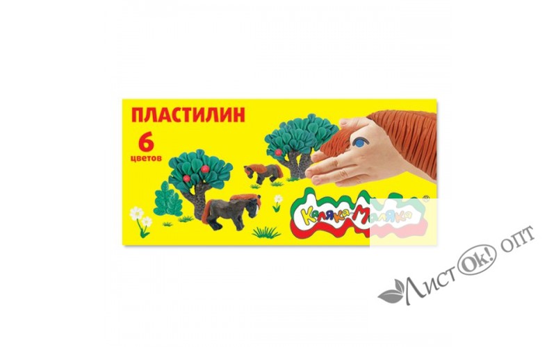 Пластилин 6цв. 90г. со стек. ПКМ06 Каляка-Маляка 