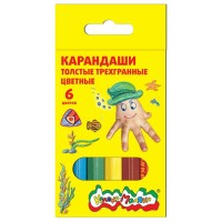 Карандаши цветные 6цв. кор. толст, 3-хгранные КТТКМ6 Каляка-Маляка 
