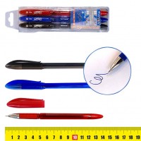 Ручки масляные EasyOffice, цветные 3цв, 0,7мм, рез.грип 5022-3 J.Otten 