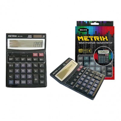 Калькулятор настольный, 16-разрядный, 2-е питание, 15х21см. MX-916 METRIX /1 /40 /0 /80