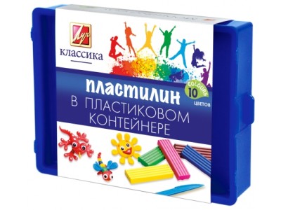 Пластилин 10цв. 200гр. Классика. стек. в пластик. конт. 20С 1345-08 Луч 